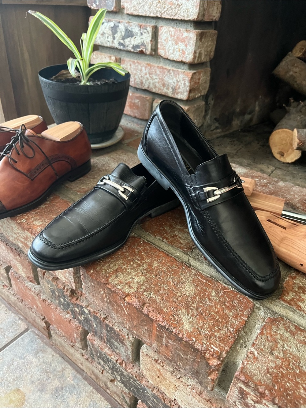 Bruno Magli Black Leather Bit Loafers